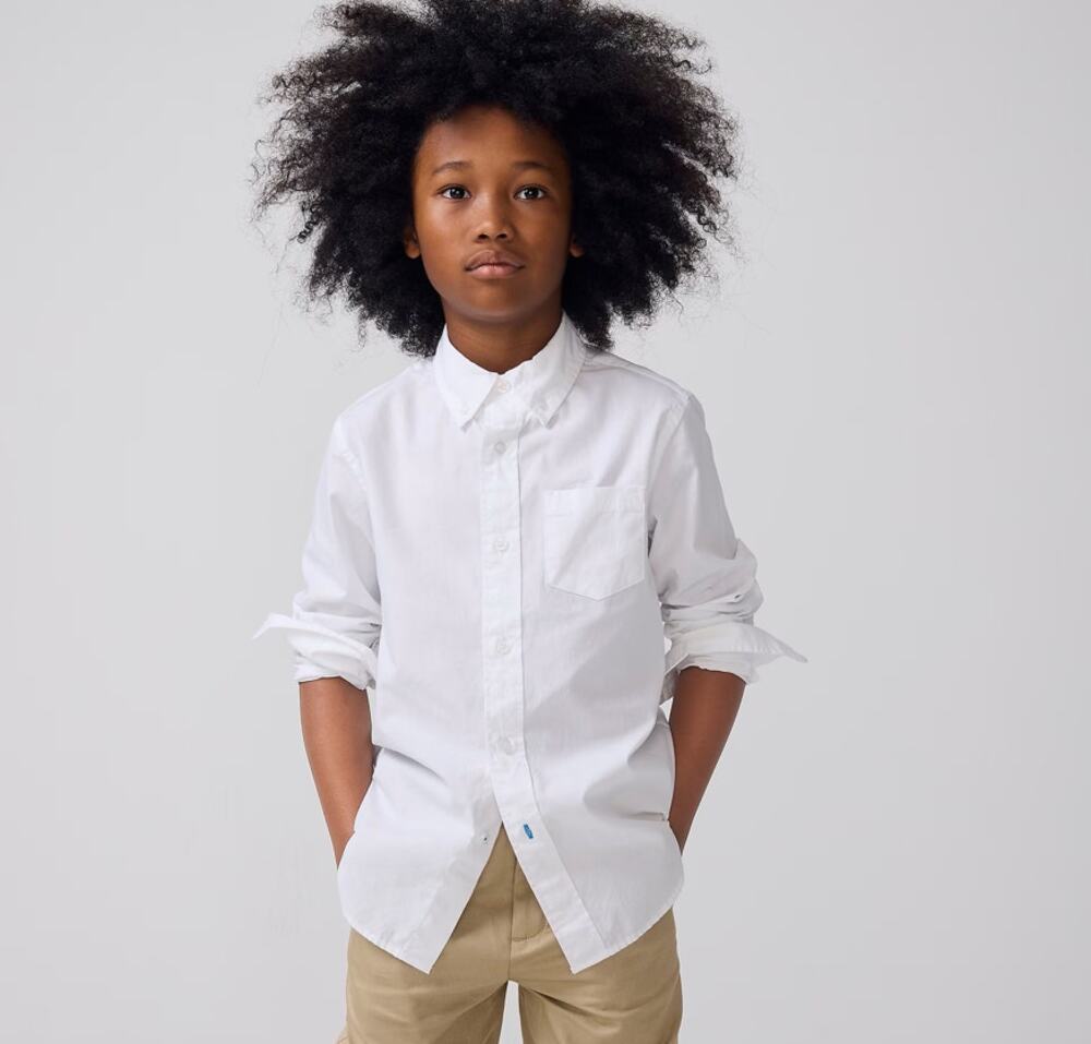Crewcuts by J.Crew Secret Wash Shirt Boys SZ 4-5 White Poplin Cotton Button Down